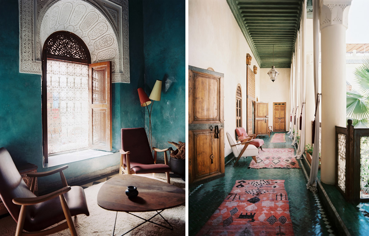 Teal tile and wall treatments in Morroco